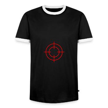 Target Bullseye Shooting Range - Männer Kontrast-T-Shirt - Schwarz/Weiß - Vorne - AI Model Female 172 light (172cm) & AI Model Male 178 light (178cm)