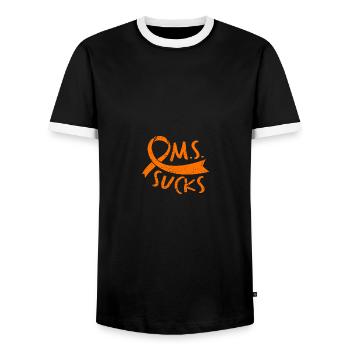 MS Sucks Orange Ribbon - Männer Kontrast-T-Shirt - Schwarz/Weiß - Vorne - AI Model Female 172 light (172cm) & AI Model Male 178 light (178cm)