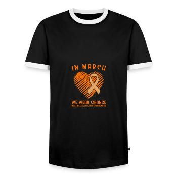 In March We Wear Orange Multiple Sclerosis - Männer Kontrast-T-Shirt - Schwarz/Weiß - Vorne - AI Model Female 172 light (172cm) & AI Model Male 178 light (178cm)