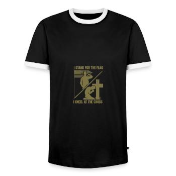I Stand for The Flag I Kneel for The Cross - Männer Kontrast-T-Shirt - Schwarz/Weiß - Vorne - AI Model Female 172 light (172cm) & AI Model Male 178 light (178cm)