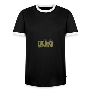 The Buck You Looking At - Männer Kontrast-T-Shirt - Schwarz/Weiß - Vorne - AI Model Female 172 light (172cm) & AI Model Male 178 light (178cm)