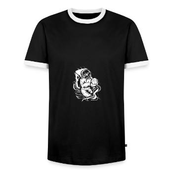Astronaut Space Funny Spaceman Moon - Männer Kontrast-T-Shirt - Schwarz/Weiß - Vorne - AI Model Female 172 light (172cm) & AI Model Male 178 light (178cm)