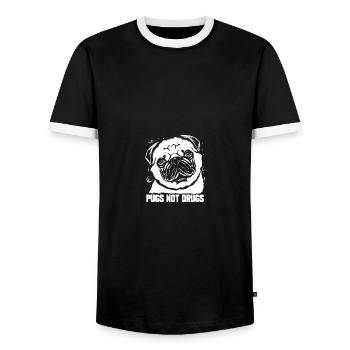 Pugs Not Drugs Anti Drugs - Männer Kontrast-T-Shirt - Schwarz/Weiß - Vorne - AI Model Female 172 light (172cm) & AI Model Male 178 light (178cm)