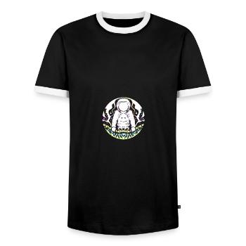 Trippy Astronaut Space Ship - Männer Kontrast-T-Shirt - Schwarz/Weiß - Vorne - AI Model Female 172 light (172cm) & AI Model Male 178 light (178cm)