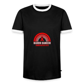 Blood Cancer Awareness Red Ribbon - Männer Kontrast-T-Shirt - Schwarz/Weiß - Vorne - AI Model Female 172 light (172cm) & AI Model Male 178 light (178cm)