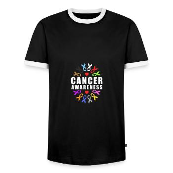 Cancer Awareness Ribbon Cure Cancer - Männer Kontrast-T-Shirt - Schwarz/Weiß - Vorne - AI Model Female 172 light (172cm) & AI Model Male 178 light (178cm)
