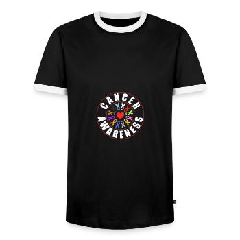 Cancer Awareness Ribbon Heart - Männer Kontrast-T-Shirt - Schwarz/Weiß - Vorne - AI Model Female 172 light (172cm) & AI Model Male 178 light (178cm)