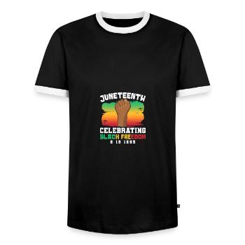 Juneteenth Celebrating Black Freedom June 6th 1865 - Männer Kontrast-T-Shirt - Schwarz/Weiß - Vorne - AI Model Female 172 light (172cm) & AI Model Male 178 light (178cm)