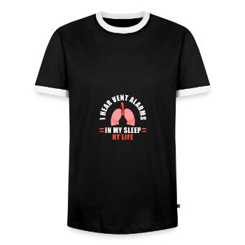 I Hear Vent Alarms In My Sleep RT Life Asthma - Männer Kontrast-T-Shirt - Schwarz/Weiß - Vorne - AI Model Female 172 light (172cm) & AI Model Male 178 light (178cm)