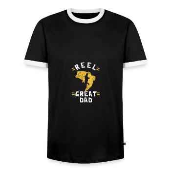 Reel Great Dad Bass Fishing - Männer Kontrast-T-Shirt - Schwarz/Weiß - Vorne - AI Model Female 172 light (172cm) & AI Model Male 178 light (178cm)