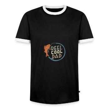 Reel Cool Dad Bass Fishing Buddies - Männer Kontrast-T-Shirt - Schwarz/Weiß - Vorne - AI Model Female 172 light (172cm) & AI Model Male 178 light (178cm)