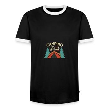 Camping Dad Fathers Day Outdoor Tent - Männer Kontrast-T-Shirt - Schwarz/Weiß - Vorne - AI Model Female 172 light (172cm) & AI Model Male 178 light (178cm)