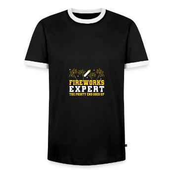 Fireworks Expert The Pointy End Goes Up 4th Of - Männer Kontrast-T-Shirt - Schwarz/Weiß - Vorne - AI Model Female 172 light (172cm) & AI Model Male 178 light (178cm)