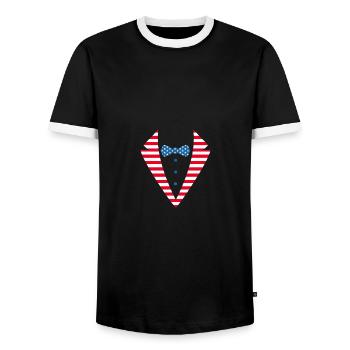 US American Flag Tuxedo Suit Tux 4th Of July - Männer Kontrast-T-Shirt - Schwarz/Weiß - Vorne - AI Model Female 172 light (172cm) & AI Model Male 178 light (178cm)