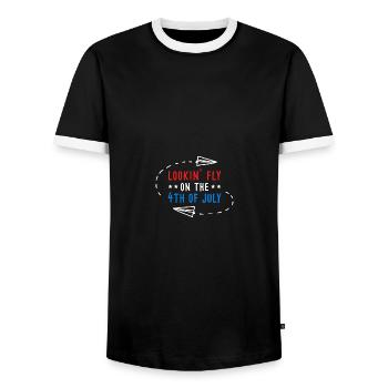 Lookin' Fly On The 4th Of July - Männer Kontrast-T-Shirt - Schwarz/Weiß - Vorne - AI Model Female 172 light (172cm) & AI Model Male 178 light (178cm)