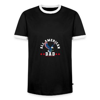 All American Dad 4th of July Bald Eagle USA Flag - Männer Kontrast-T-Shirt - Schwarz/Weiß - Vorne - AI Model Female 172 light (172cm) & AI Model Male 178 light (178cm)