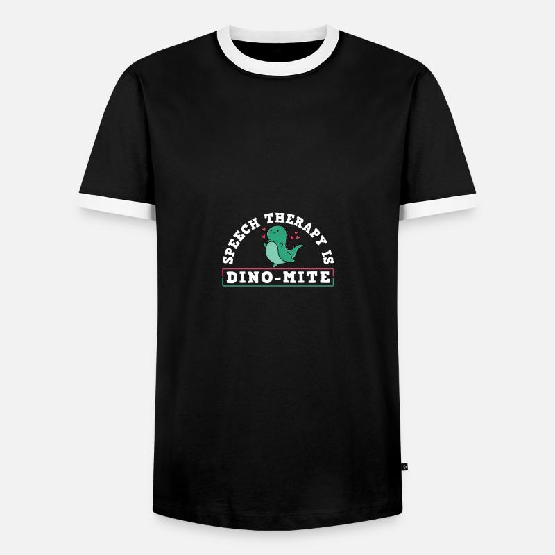 Cute Speech Therapy Is Dino-Mite T-Rex - Männer Kontrast-T-Shirt - Schwarz/Weiß