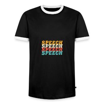 Speech Speech Speech Speech Language Pathologist - Männer Kontrast-T-Shirt - Schwarz/Weiß - Vorne - AI Model Female 172 light (172cm) & AI Model Male 178 light (178cm)