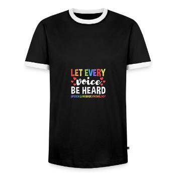 Let Every Voice Be Speech Language Pathologist - Männer Kontrast-T-Shirt - Schwarz/Weiß - Vorne - AI Model Female 172 light (172cm) & AI Model Male 178 light (178cm)