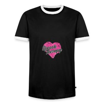 Speech Therapy SLP Speech Language Pathologist - Männer Kontrast-T-Shirt - Schwarz/Weiß - Vorne - AI Model Female 172 light (172cm) & AI Model Male 178 light (178cm)