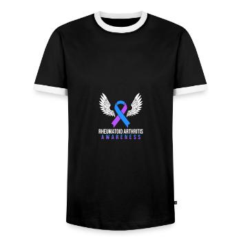 Rheumatoid Arthritis Awareness Warrior Ribbon - Männer Kontrast-T-Shirt - Schwarz/Weiß - Vorne - AI Model Female 172 light (172cm) & AI Model Male 178 light (178cm)