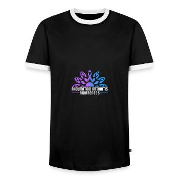Rheumatoid Arthritis Awareness Ribbon - Männer Kontrast-T-Shirt - Schwarz/Weiß - Vorne - AI Model Female 172 light (172cm) & AI Model Male 178 light (178cm)