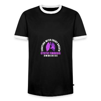 Fighting With Every Breath Cystic Fibrosis - Männer Kontrast-T-Shirt - Schwarz/Weiß - Vorne - AI Model Female 172 light (172cm) & AI Model Male 178 light (178cm)