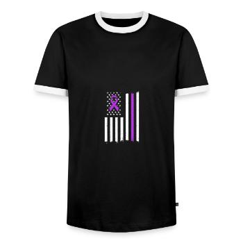 USA American Flag Cystic Fibrosis Ribbon Wear - Männer Kontrast-T-Shirt - Schwarz/Weiß - Vorne - AI Model Female 172 light (172cm) & AI Model Male 178 light (178cm)