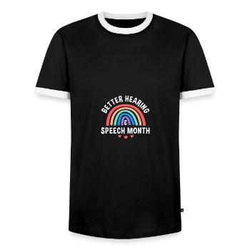 Better Hearing & Speech Month SLP Speech Therapist - Männer Kontrast-T-Shirt - Schwarz/Weiß - Vorne - AI Model Female 172 light (172cm) & AI Model Male 178 light (178cm)