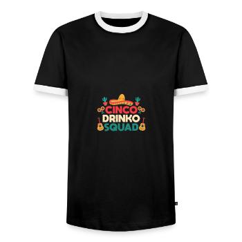 Cinco Drinko Squad - Cinco De Mayo - Männer Kontrast-T-Shirt - Schwarz/Weiß - Vorne - AI Model Female 172 light (172cm) & AI Model Male 178 light (178cm)