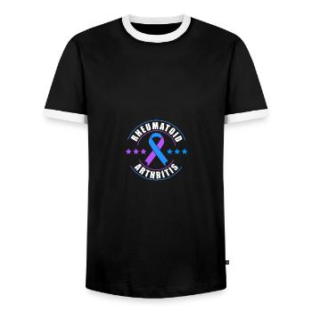 Rheumatoid Arthritis Family Support Ribbon - Männer Kontrast-T-Shirt - Schwarz/Weiß - Vorne - AI Model Female 172 light (172cm) & AI Model Male 178 light (178cm)