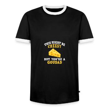 This Might Be Cheesy But You're Goudad Dad Jokes - Männer Kontrast-T-Shirt - Schwarz/Weiß - Vorne - AI Model Female 172 light (172cm) & AI Model Male 178 light (178cm)