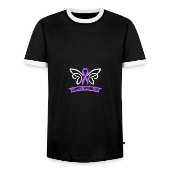 Lupus Warrior Ribbon - Männer Kontrast-T-Shirt - Schwarz/Weiß - Vorne - AI Model Female 172 light (172cm) & AI Model Male 178 light (178cm)