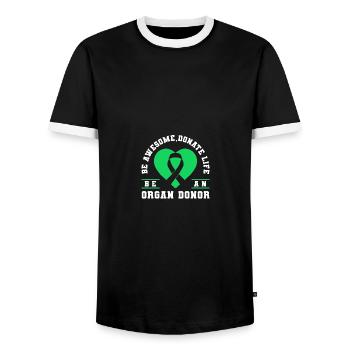 Be Awesome Donate Life Be An Organ Donor Ribbon - Männer Kontrast-T-Shirt - Schwarz/Weiß - Vorne - AI Model Female 172 light (172cm) & AI Model Male 178 light (178cm)
