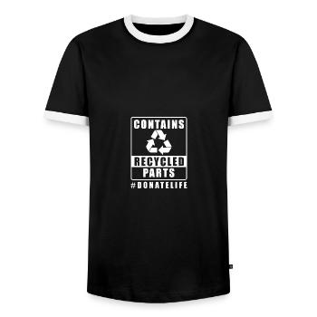 Contains Recycled Parts Funny Organ Donation - Männer Kontrast-T-Shirt - Schwarz/Weiß - Vorne - AI Model Female 172 light (172cm) & AI Model Male 178 light (178cm)