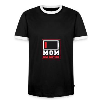 Mom Low Battery Mama Mothers Day - Männer Kontrast-T-Shirt - Schwarz/Weiß - Vorne - AI Model Female 172 light (172cm) & AI Model Male 178 light (178cm)
