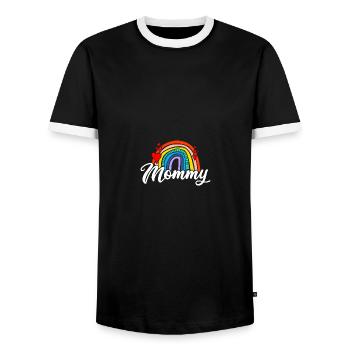 Mommy Rainbow Heart Love Mothers Day - Männer Kontrast-T-Shirt - Schwarz/Weiß - Vorne - AI Model Female 172 light (172cm) & AI Model Male 178 light (178cm)