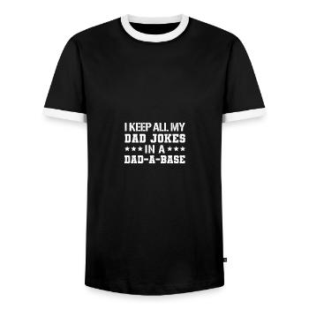 I Keep All My Jokes In A Dad-A-Base - Männer Kontrast-T-Shirt - Schwarz/Weiß - Vorne - AI Model Female 172 light (172cm) & AI Model Male 178 light (178cm)