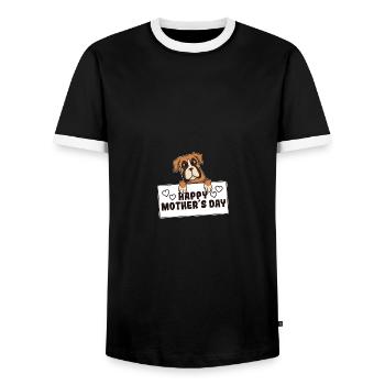Happy Mothers Day Hearts Dog Family Bulldog Boxer - Männer Kontrast-T-Shirt - Schwarz/Weiß - Vorne - AI Model Female 172 light (172cm) & AI Model Male 178 light (178cm)