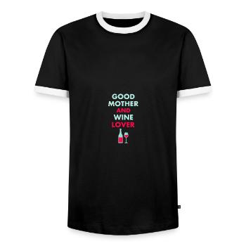 Good Mother And Wine Lover Funny Alcohol Mothers - Männer Kontrast-T-Shirt - Schwarz/Weiß - Vorne - AI Model Female 172 light (172cm) & AI Model Male 178 light (178cm)