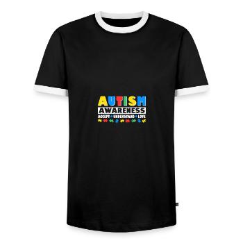 Autism Awareness Accept Understand Love Rainbow - Männer Kontrast-T-Shirt - Schwarz/Weiß - Vorne - AI Model Female 172 light (172cm) & AI Model Male 178 light (178cm)