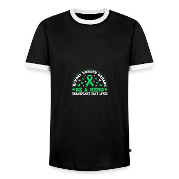 Heros Donate Organs Be A Hero Transplant Save - Männer Kontrast-T-Shirt - Schwarz/Weiß - Vorne - AI Model Female 172 light (172cm) & AI Model Male 178 light (178cm)