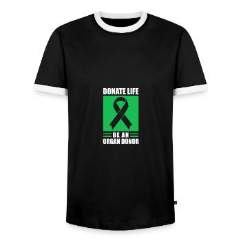 Donate Life Be An Organ Donor Green Ribbon - Männer Kontrast-T-Shirt - Schwarz/Weiß - Vorne - AI Model Female 172 light (172cm) & AI Model Male 178 light (178cm)