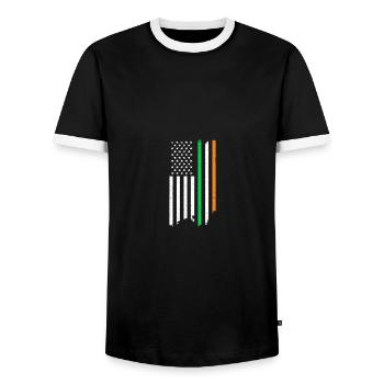 Vintage Ireland American USA Flag Flag St. - Männer Kontrast-T-Shirt - Schwarz/Weiß - Vorne - AI Model Female 172 light (172cm) & AI Model Male 178 light (178cm)
