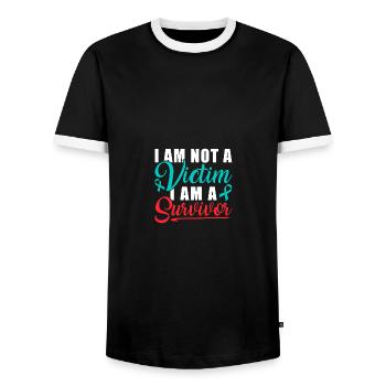 I Am Not A Victim I Am A Survivor Stop Sexual - Männer Kontrast-T-Shirt - Schwarz/Weiß - Vorne - AI Model Female 172 light (172cm) & AI Model Male 178 light (178cm)