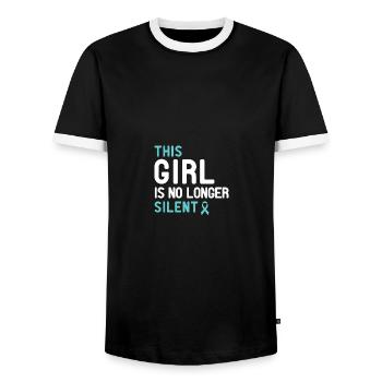 This Girl Is No Longer Silent Sexual Assault Teal - Männer Kontrast-T-Shirt - Schwarz/Weiß - Vorne - AI Model Female 172 light (172cm) & AI Model Male 178 light (178cm)