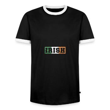 Vintage Ireland Flag St. Patrick's Day - Männer Kontrast-T-Shirt - Schwarz/Weiß - Vorne - AI Model Female 172 light (172cm) & AI Model Male 178 light (178cm)