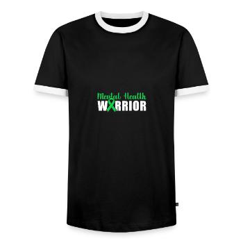 Mental Health Warrior Green Ribbon - Männer Kontrast-T-Shirt - Schwarz/Weiß - Vorne - AI Model Female 172 light (172cm) & AI Model Male 178 light (178cm)