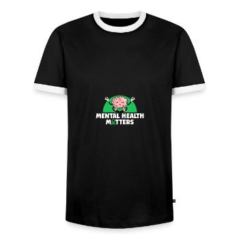 Mental Health Matters - Männer Kontrast-T-Shirt - Schwarz/Weiß - Vorne - AI Model Female 172 light (172cm) & AI Model Male 178 light (178cm)