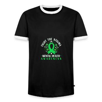 Fight The Stigma Mental Health Awareness - Männer Kontrast-T-Shirt - Schwarz/Weiß - Vorne - AI Model Female 172 light (172cm) & AI Model Male 178 light (178cm)